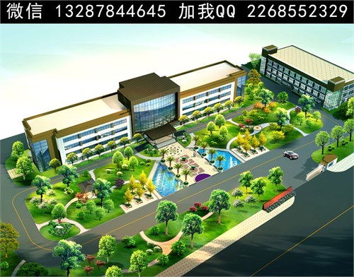 辦公樓前綠化花園景觀設計案例效果圖